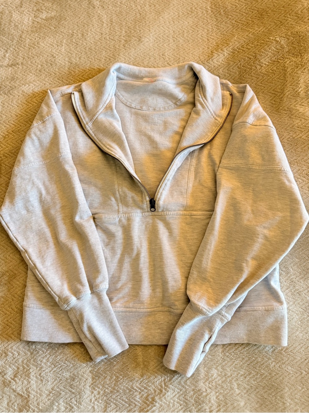 FP Movement Free People Gray Quarter Zip Pullover Sweatshirt Size M